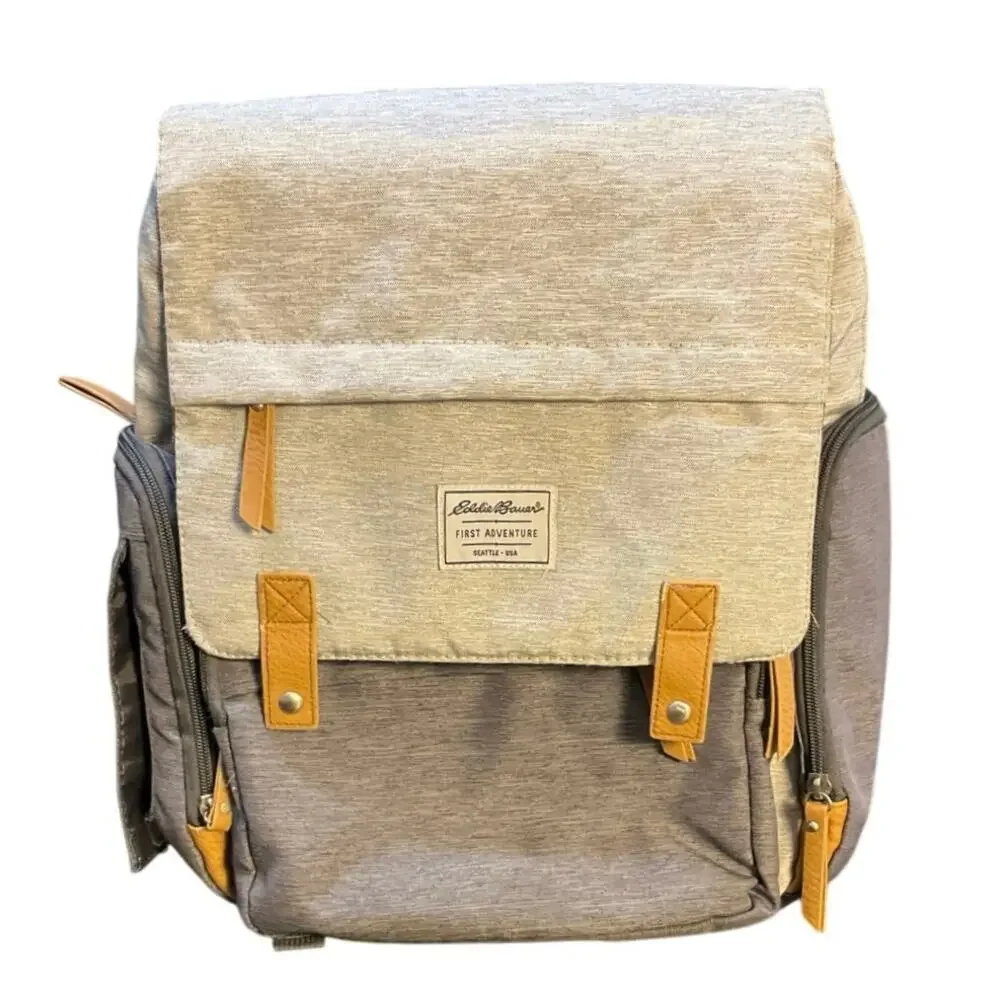 Eddie Bauer First Adventure Backpack Gray Tan Travel Laptop Backpack